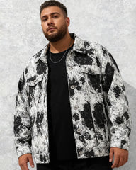 Big & Tall Men's Embroidered Denim Jacket Coat M-4XL