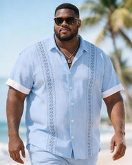 Big & Tall Men's Diamond Print Short Sleeve Shirt Shorts Set