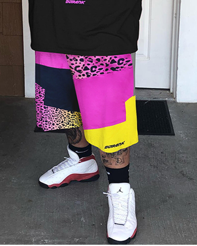 Big & Tall Men's Red Cartoon Character Letter Print Round Neck Short Sleeve T-Shirt Shorts Set