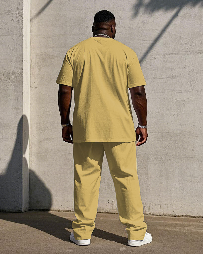 Big Men's Solid Color 7 Color Short Sleeve T-shirt Trousers Set