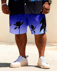 Big & Tall Men's Coconut Forest Sunset Short Sleeve Shirt Shorts Set