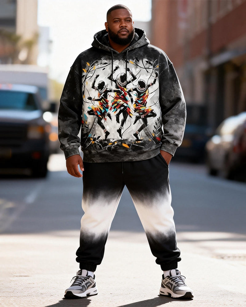 Big & Tall Men's Street Dancer Tie-Dye Gradient Print Hoodie Set