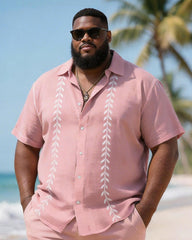 Big & Tall Men's Leaf Print Short Sleeve Shirt Shorts Set
