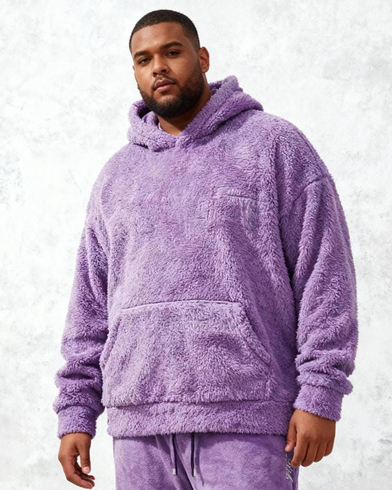 Big & Tall Men's Coral Fleece Hooded Sweater Pants Suit S-2XL