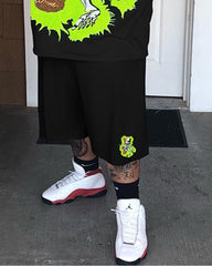 Big & Tall Men's Distressed Grey Spades Print Round Neck Short Sleeve T-Shirt Shorts Set