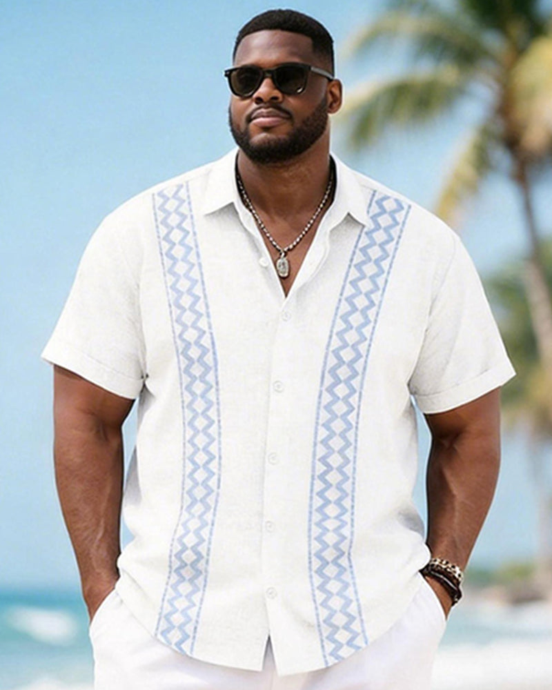 Big & Tall Men's Geometric Print Short Sleeve Shirt Shorts Set