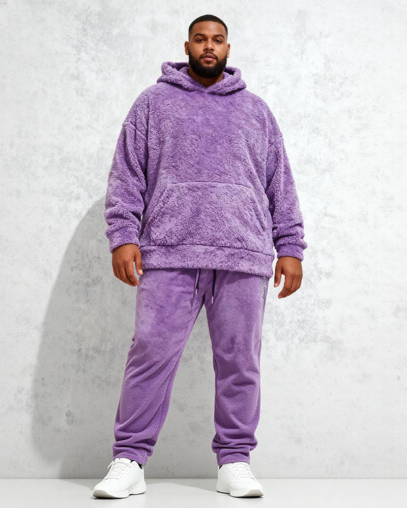 Big & Tall Men's Coral Fleece Hooded Sweater Pants Suit S-2XL