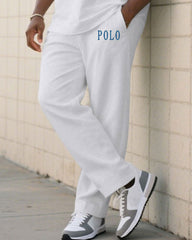 Men's Plus Size Black & Blue & White Features Oblique Color Split Slim Short Sleeve T-Shirt Pants Suit