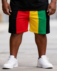 Big & Tall Men's Juneteenth FREE-ISH SINCE 1865 Printed Round Neck Short Sleeve T-Shirt Shorts Set