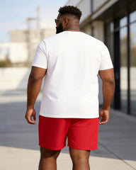 Big & Tall Men's "Happy Wife Happy Life" Printed Round Neck Short Sleeve T-Shirt Shorts Set