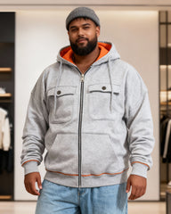 Big & Tall Men's Thickened Zipper Hooded Cardigan S-2XL