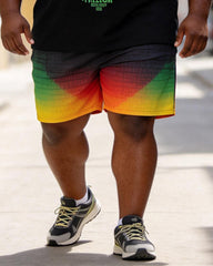 Big & Tall Men's Juneteenth Love Print POLO Short Sleeve Shorts Set