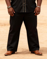 Big & Tall Men's Western Black And Gold Rose Print Long Sleeve Shirt Pants Set