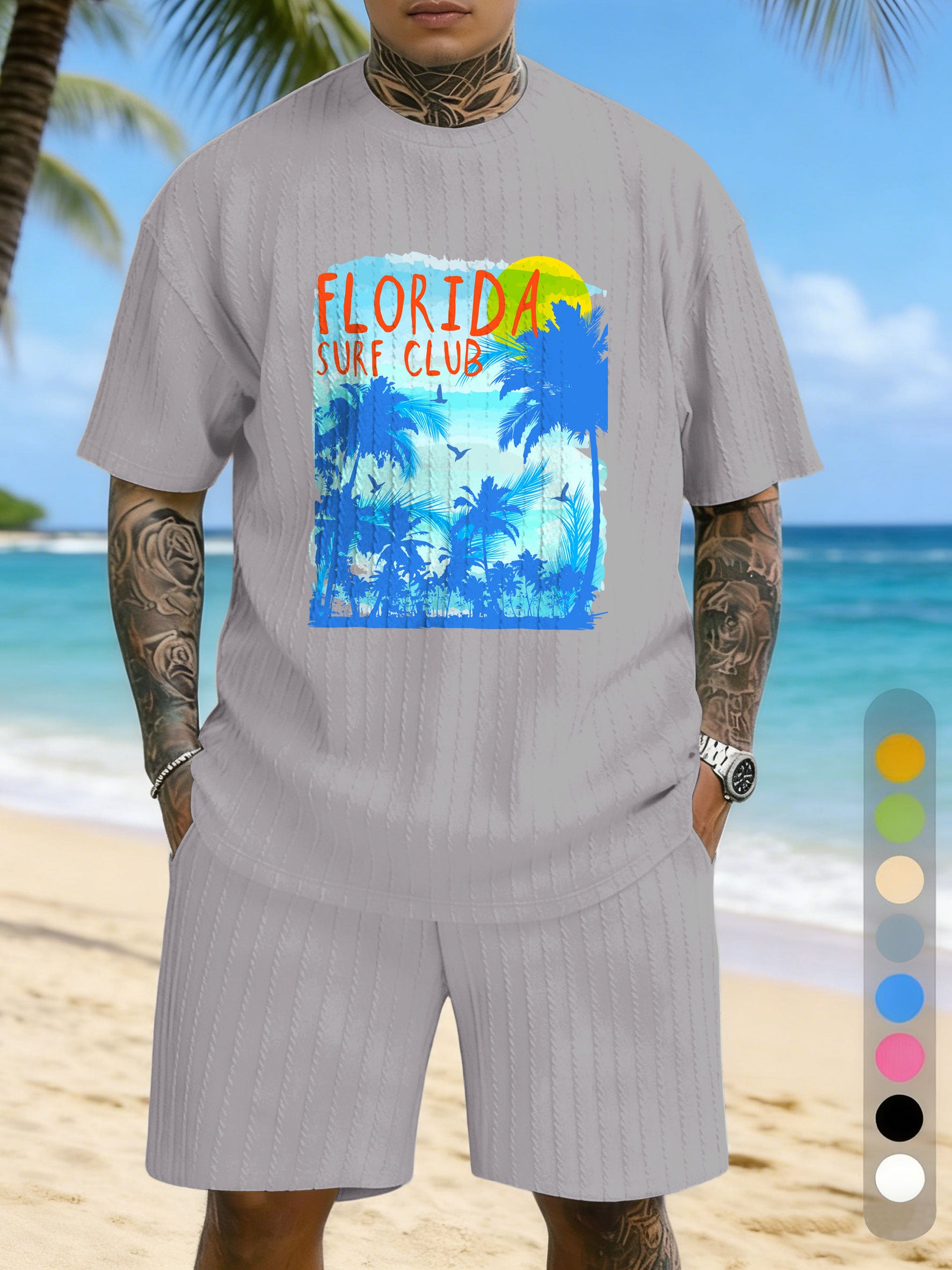 Vacation Positioning Printed Texture Three-Dimensional Jacquard Casual Set