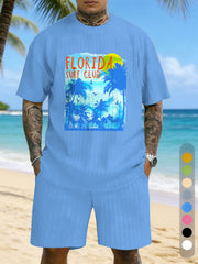 Vacation Positioning Printed Texture Three-Dimensional Jacquard Casual Set