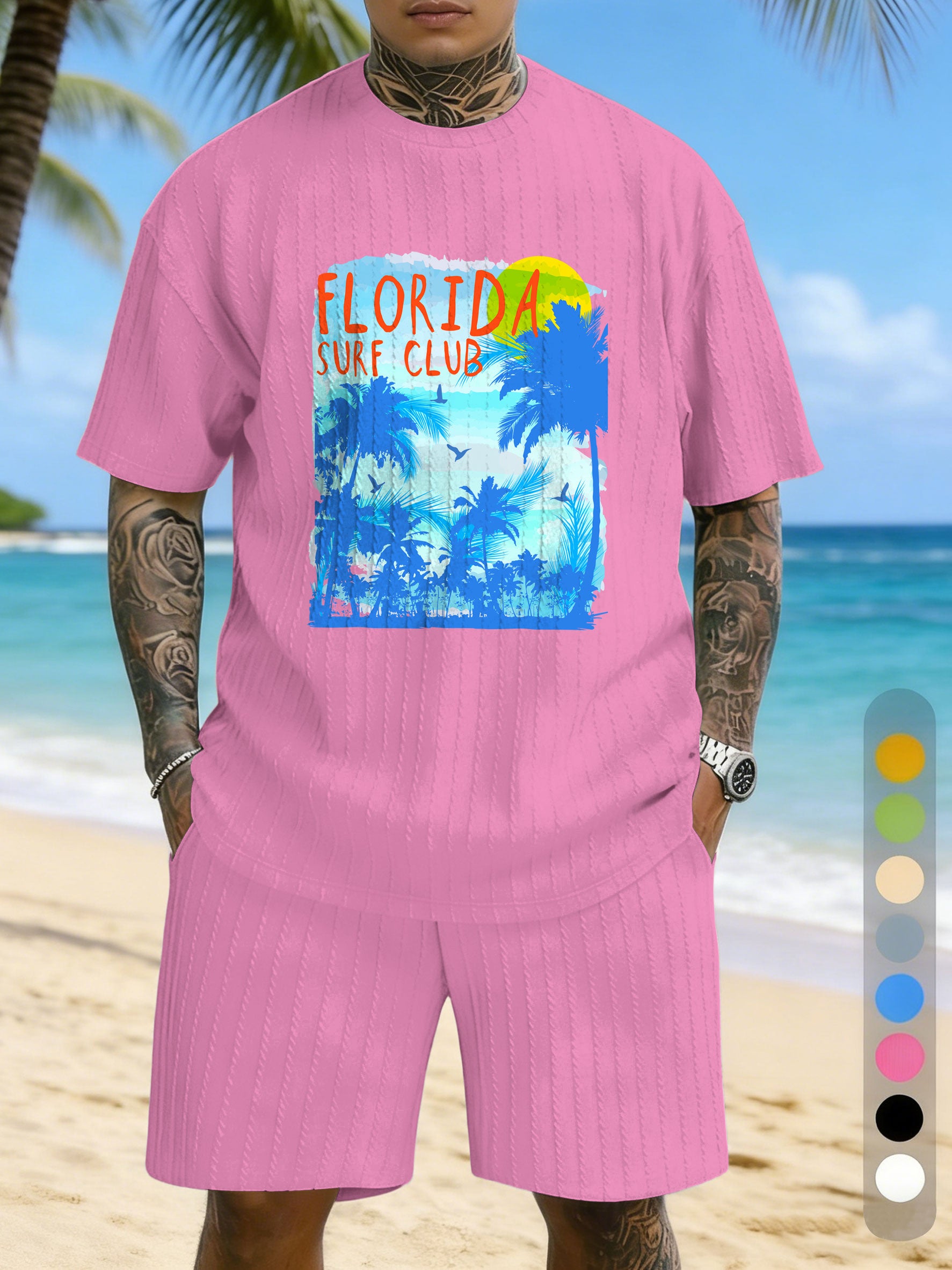 Vacation Positioning Printed Texture Three-Dimensional Jacquard Casual Set