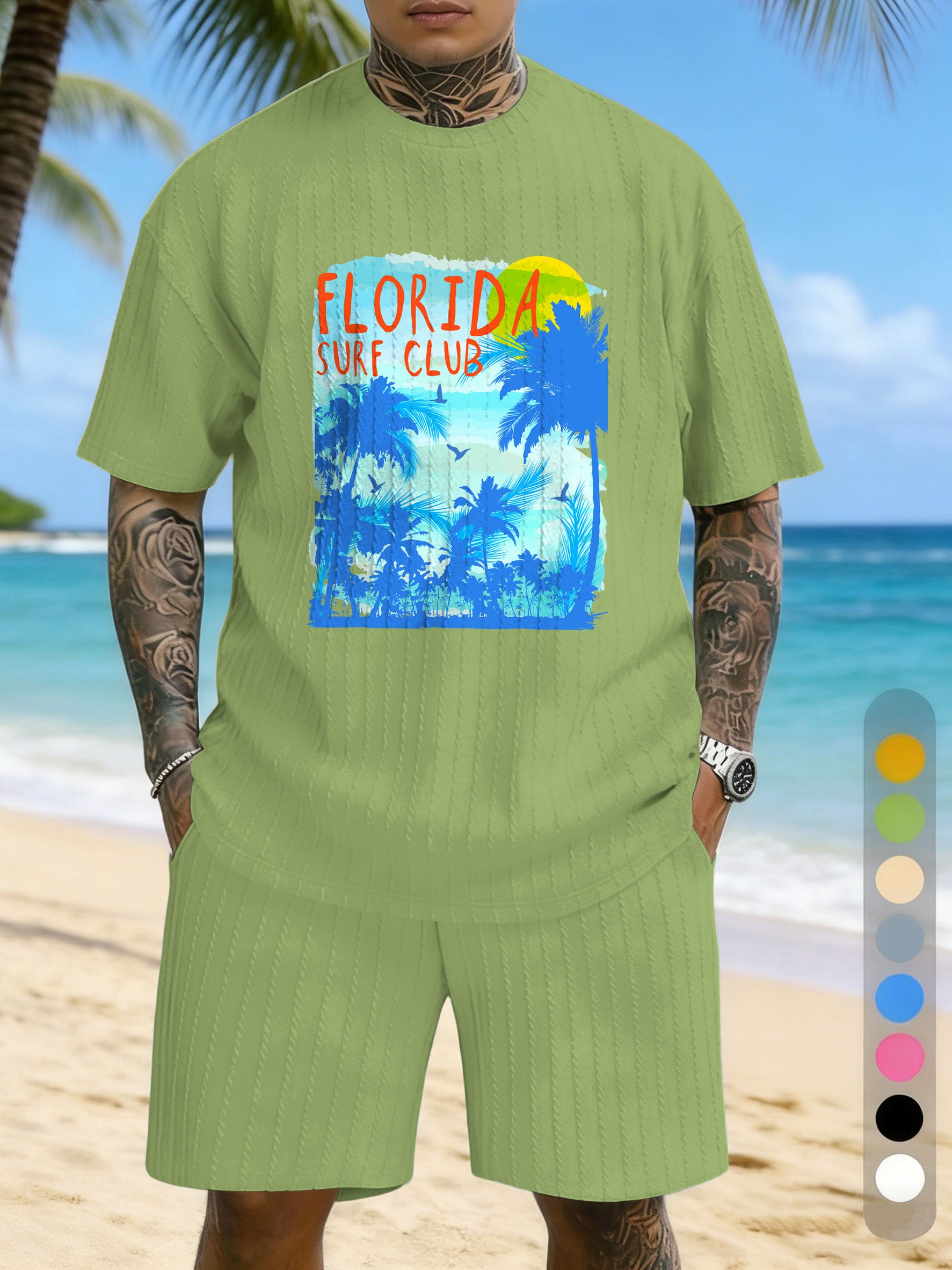 Vacation Positioning Printed Texture Three-Dimensional Jacquard Casual Set