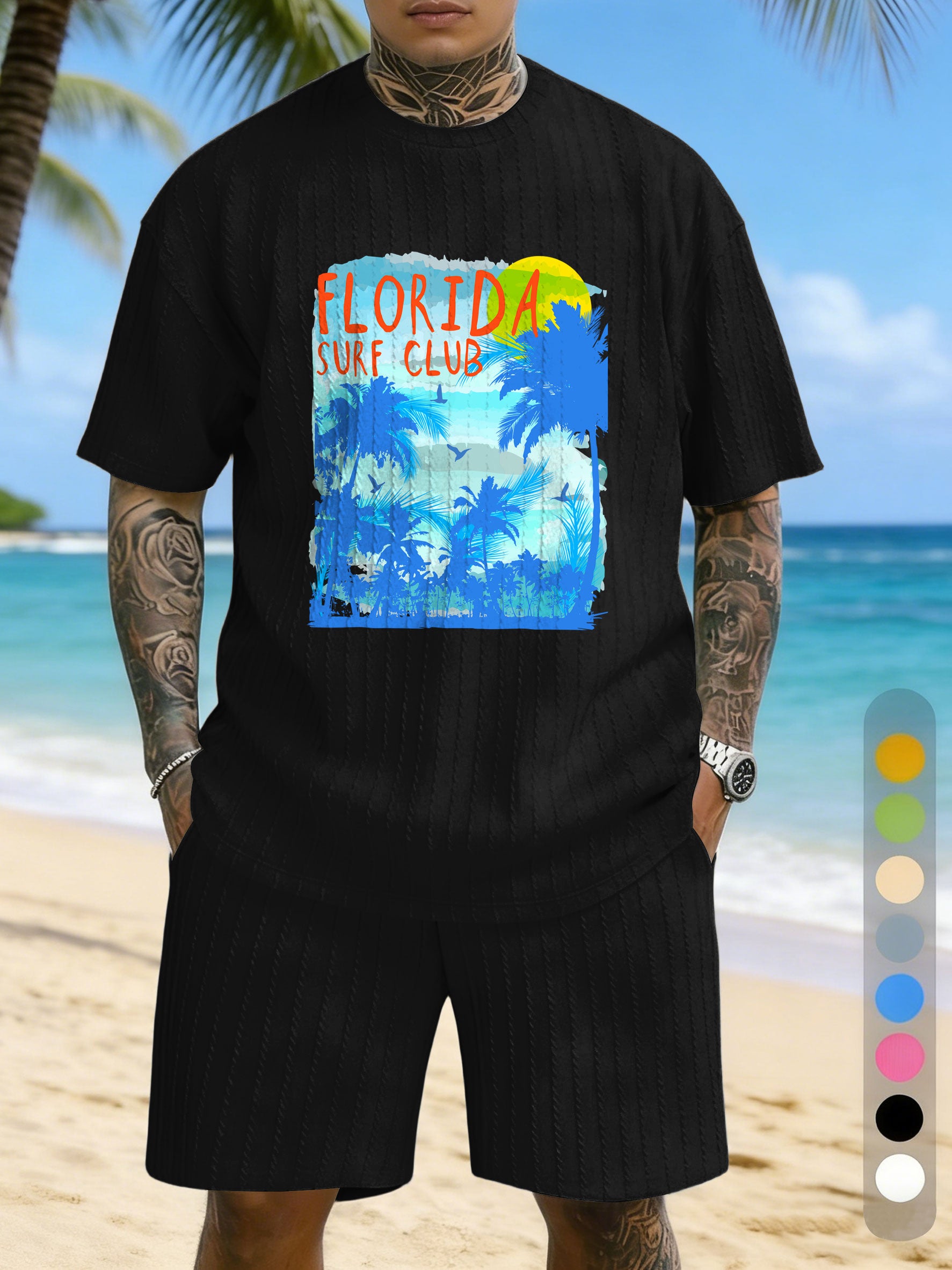 Vacation Positioning Printed Texture Three-Dimensional Jacquard Casual Set