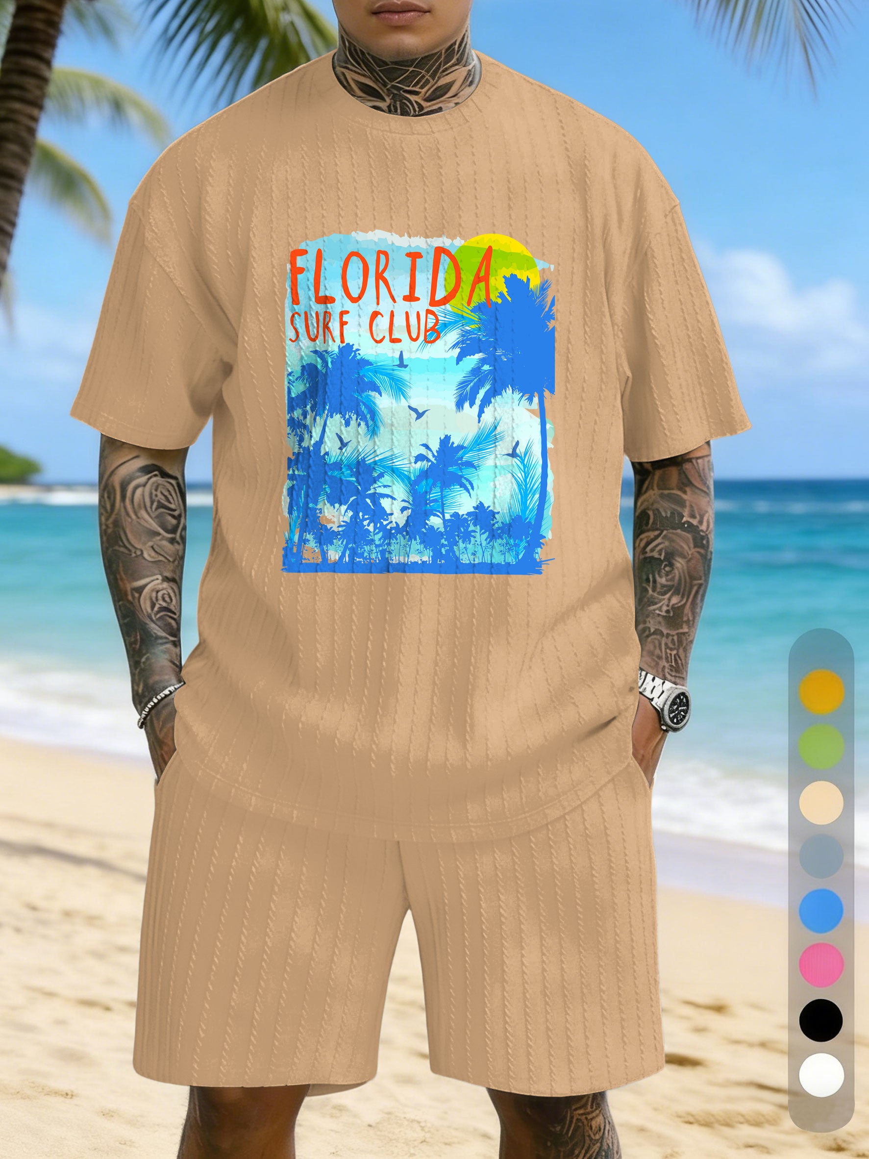 Vacation Positioning Printed Texture Three-Dimensional Jacquard Casual Set