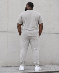 Big & Tall Men's Grey Simple Leisure Travel Stitching Contrast Short Sleeve T-shirt Sports Pants Set