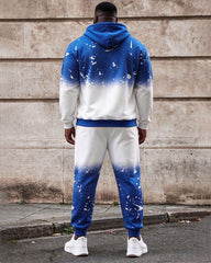 Large Size Men's Autumn And Winter Warm Christmas Snowflake Design Printed Hoodie Sweatpants Set