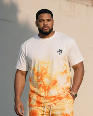 Big & Tall Men's Tie-dye Gradient Hawaiian Vacation Casual Fashion T-shirt Shorts Set