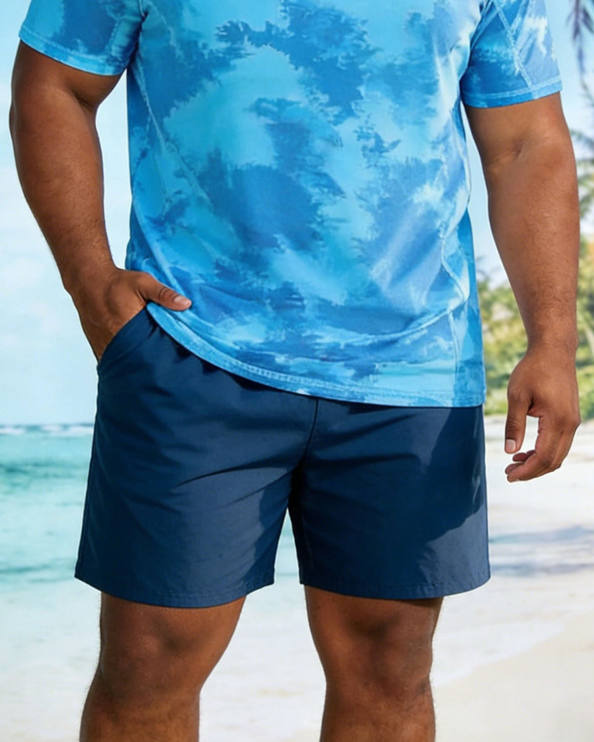 Big & Tall Men's Vacation Casual Breathable Short Sleeve T-Shirt Shorts Set
