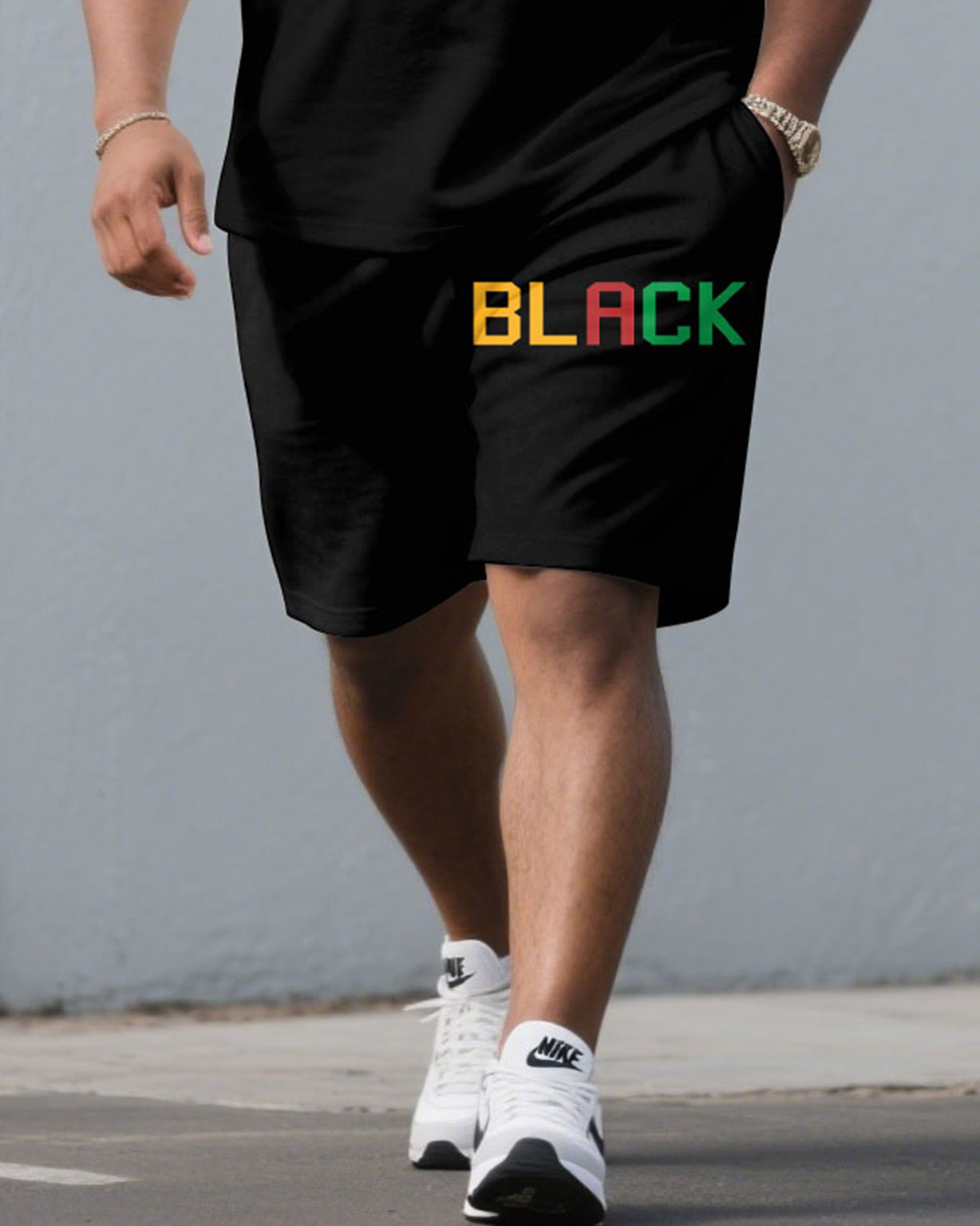Memorial Black Free Short Sleeve T-Shirt Shorts Men's Set