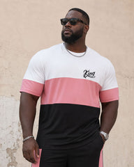 Big & Tall Men's Simple Leisure Daily Travel Vacation Stitching Short Sleeve T-Shirt Shorts Set