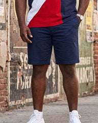 Big & Tall Men's Triangle Geometric Contrast Printed POLO Shirt Short Sleeve Shorts Set