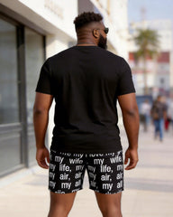 Big & Tall Men's "I Love My Girl" Letter Print Crew Neck Short Sleeve T-shirt Shorts Set