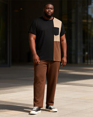 Big & Tall Men's Contrast Patchwork Printed T-Shirt Pants Set