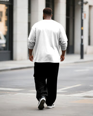 Big & Tall Men's Simple Line Puppy Letter Print Long Sleeve T-Shirt Pants Set