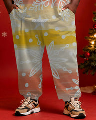 Big & Tall Men's Christmas Gradient Snowflake Print Long Sleeve T-shirt Pants Set