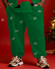 Big & Tall Men's Santa Claus Cartoon Love Print Long Sleeve T-Shirt Pants Set
