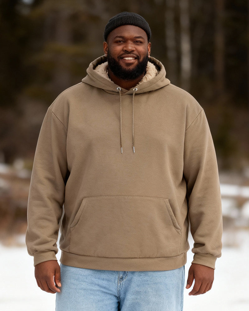 Big & Tall Men's Solid Color Velvet Thickened Hoodie S-3XL