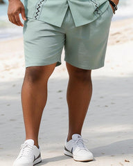Big & Tall Men's Wavy Print Short Sleeve Shirt Shorts Set