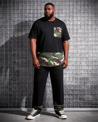 Big & Tall Men's Camouflage Hem Printed T-Shirt Pants Set