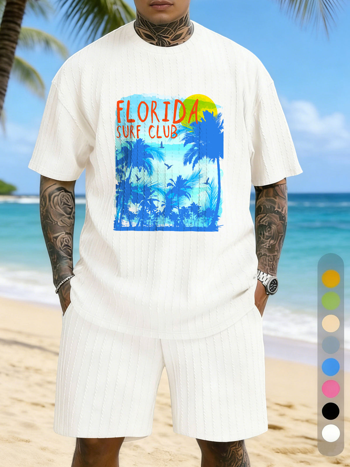 Vacation Positioning Printed Texture Three-Dimensional Jacquard Casual Set