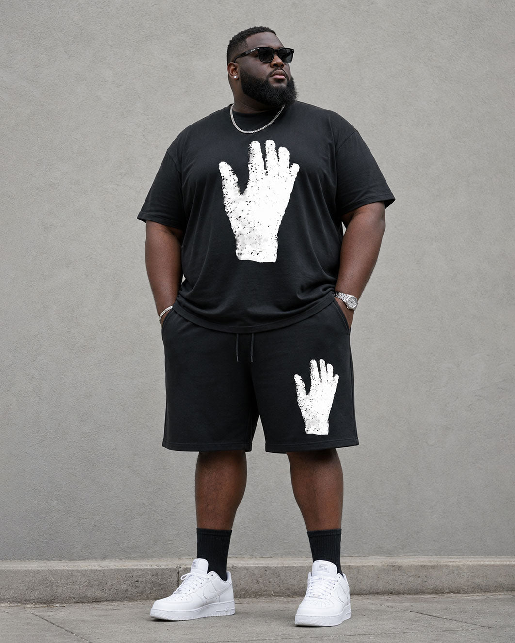 Big & Tall Men's Palm Silhouette Print Short Sleeve T-Shirt Shorts Set