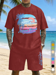 Hawaiian Texture Three-Dimensional Jacquard Plus Size Casual Suit