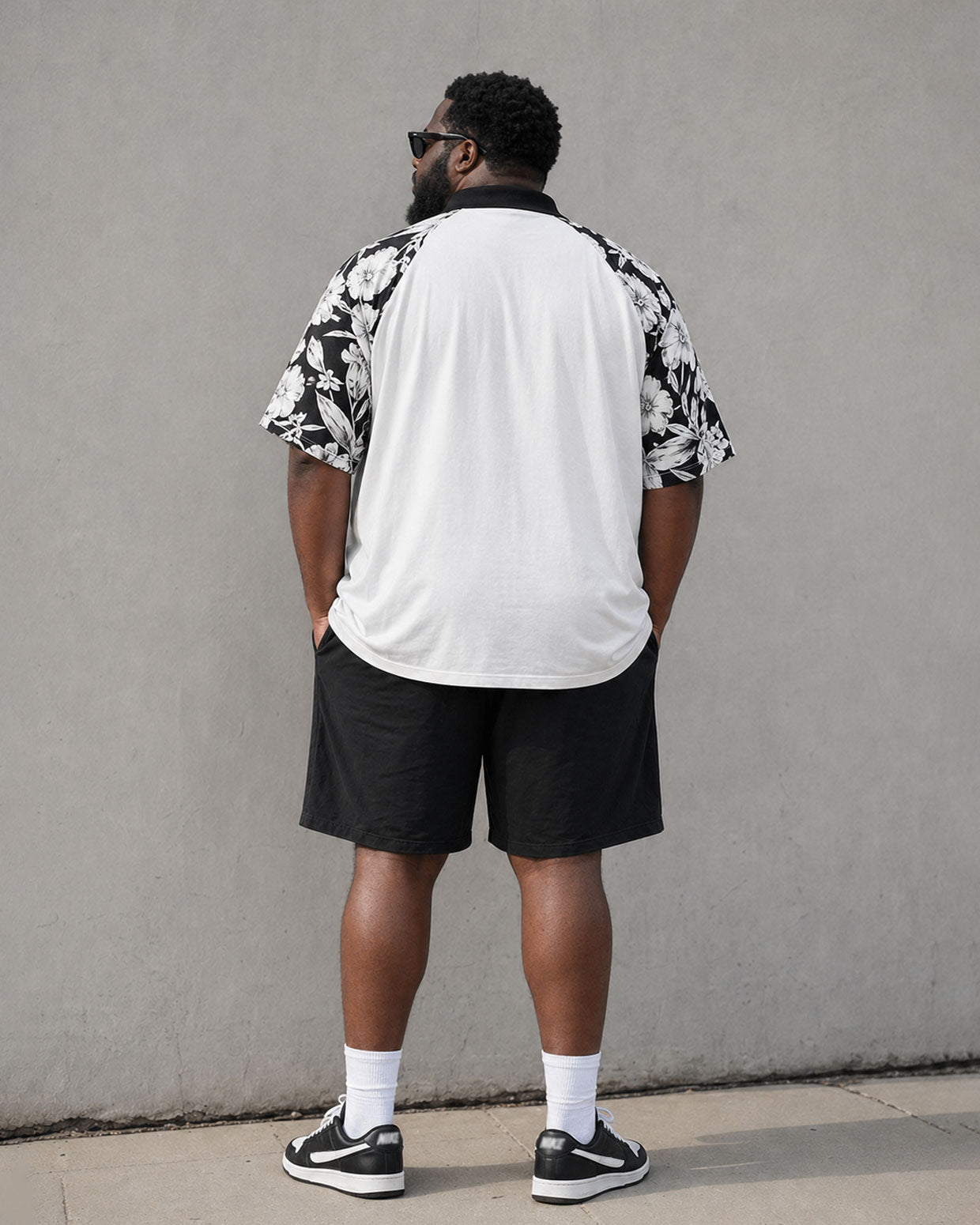 Big & Tall Men's Sleeve Printed Large Slogan POLO Short Sleeve Shorts Set