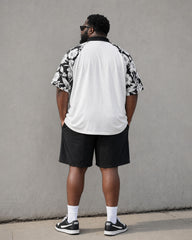 Big & Tall Men's Sleeve Printed Large Slogan POLO Short Sleeve Shorts Set