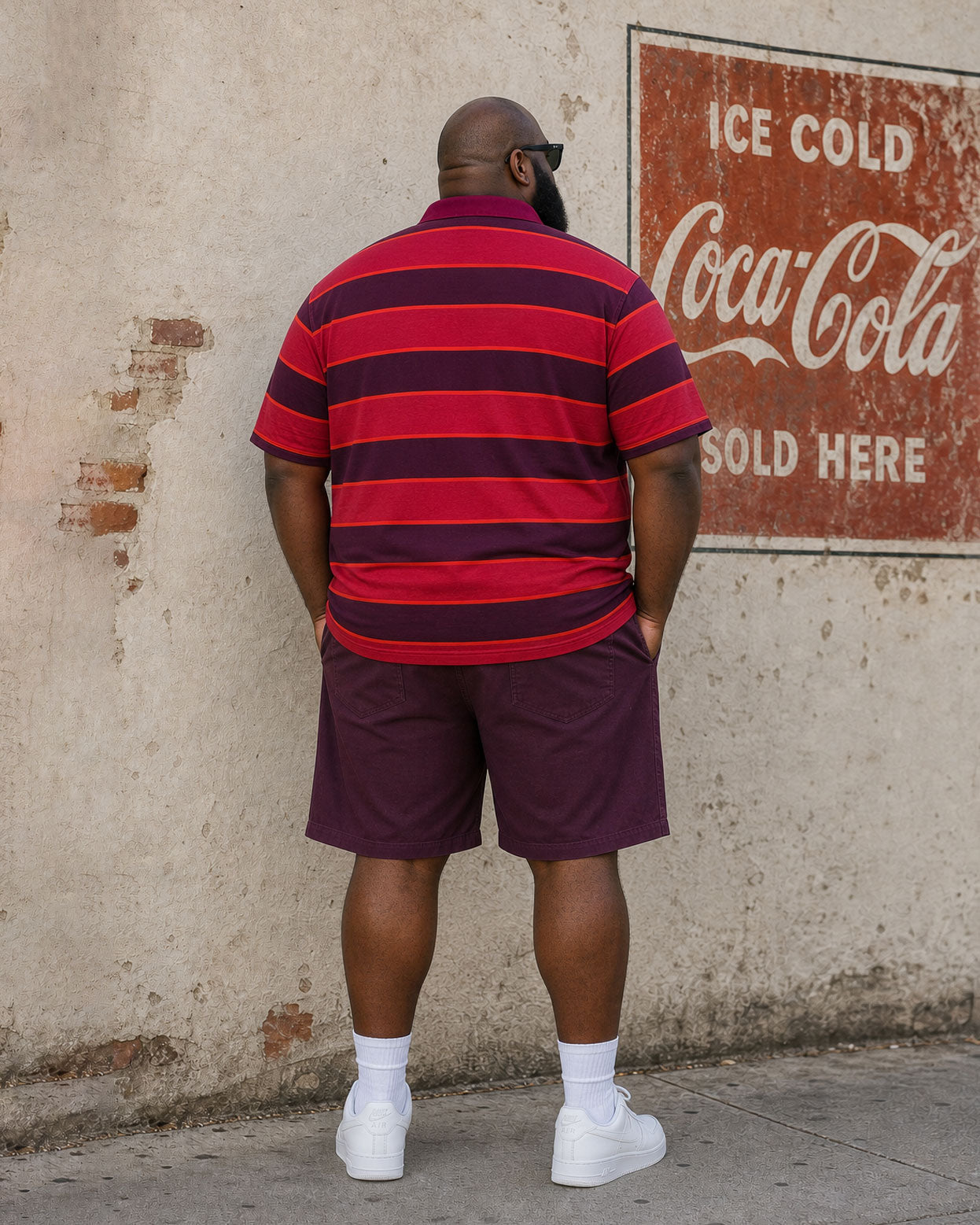 Big & Tall Men's Classic Red Stripe Vacation Casual Hawaii Business Party POLO Shirt Short Sleeve Shorts Set