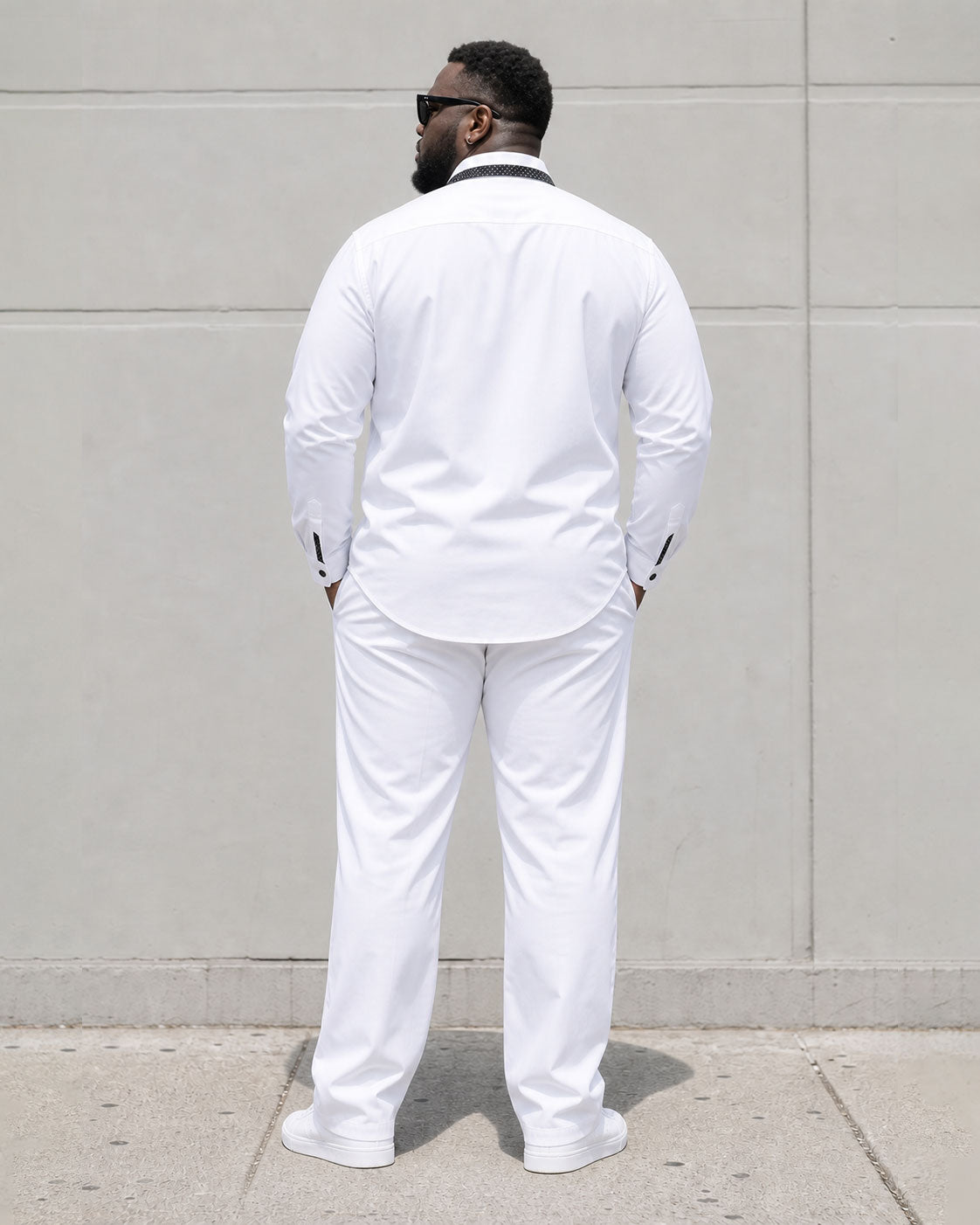 Big & Tall Men's Placket Neckline Features Stitching Chest Patch Pocket Long Sleeve Shirt Pants Suit