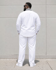 Big & Tall Men's Placket Neckline Features Stitching Chest Patch Pocket Long Sleeve Shirt Pants Suit
