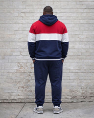 Large Size Men's Autumn And Winter Warm Contrasting Color Design Chest Large Printed Simple Daily Hoodie Sweatpants Set