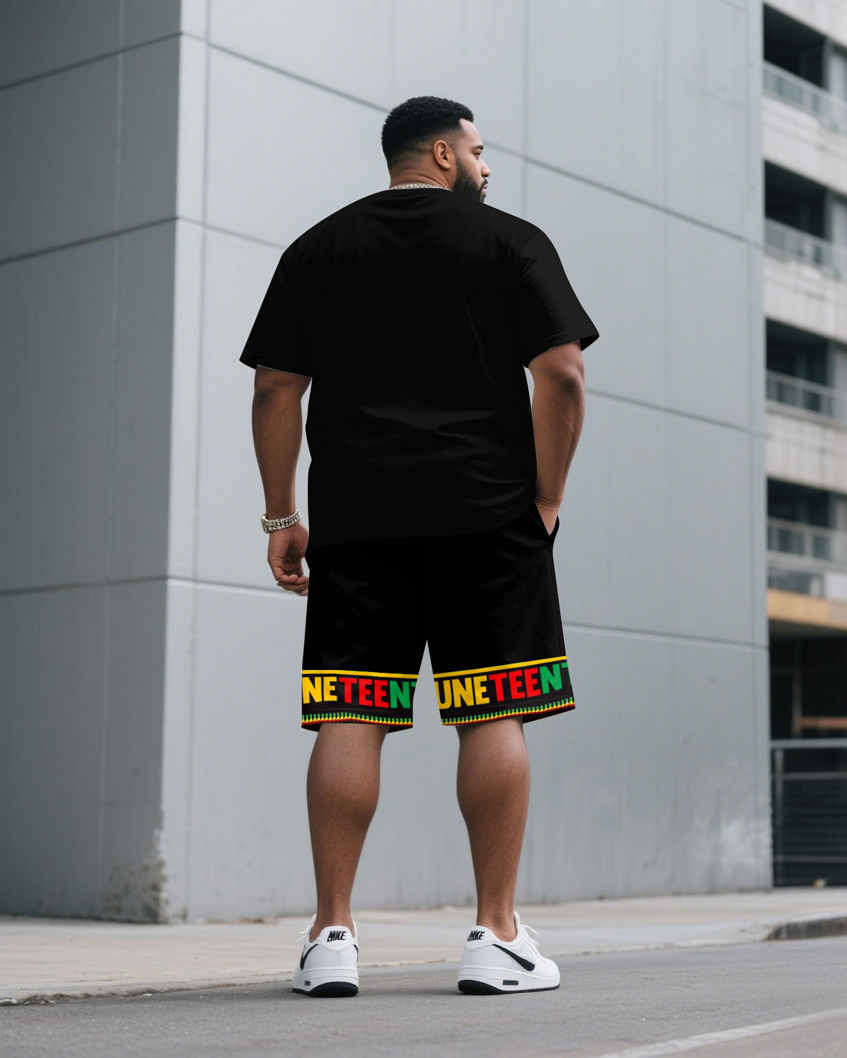 Freedom, Equality Memorial Ancestors June Festival Short-sleeved T-shirt Shorts Men's Loose Plus Size Set