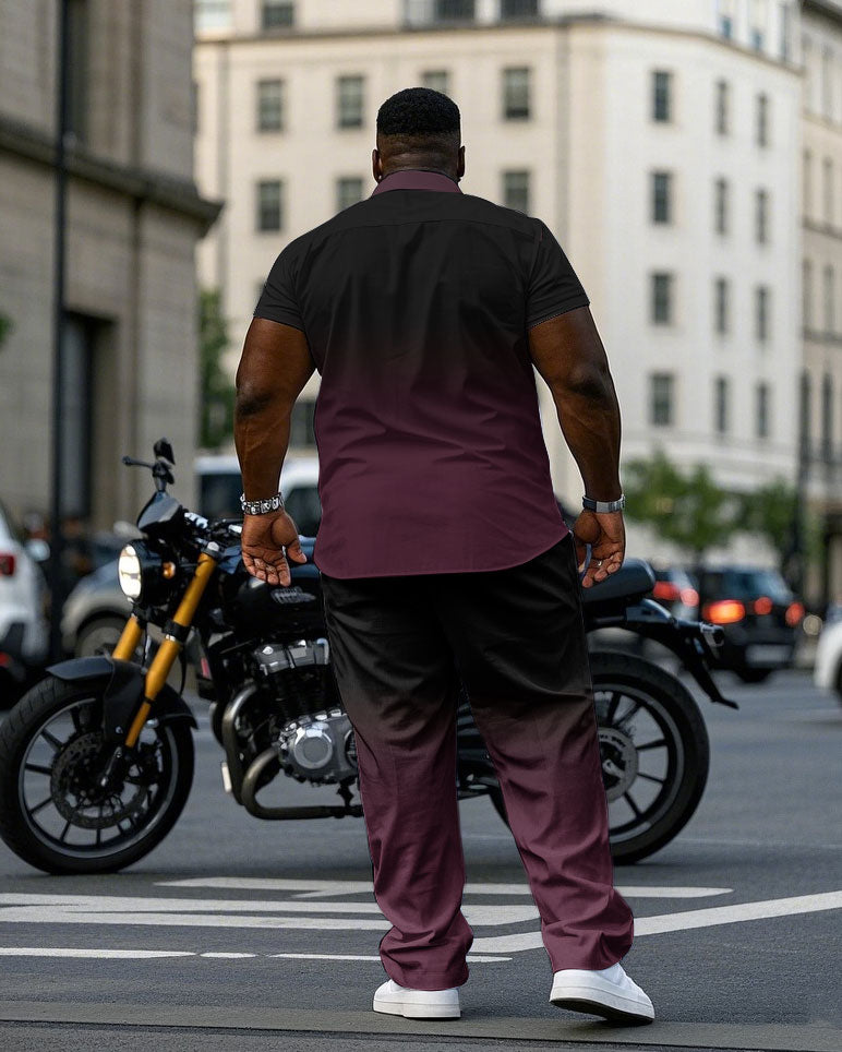 Big & Tall Men's Gradient Short Sleeve Shirt Pants Set