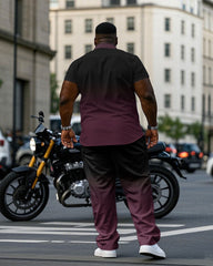Big & Tall Men's Gradient Short Sleeve Shirt Pants Set